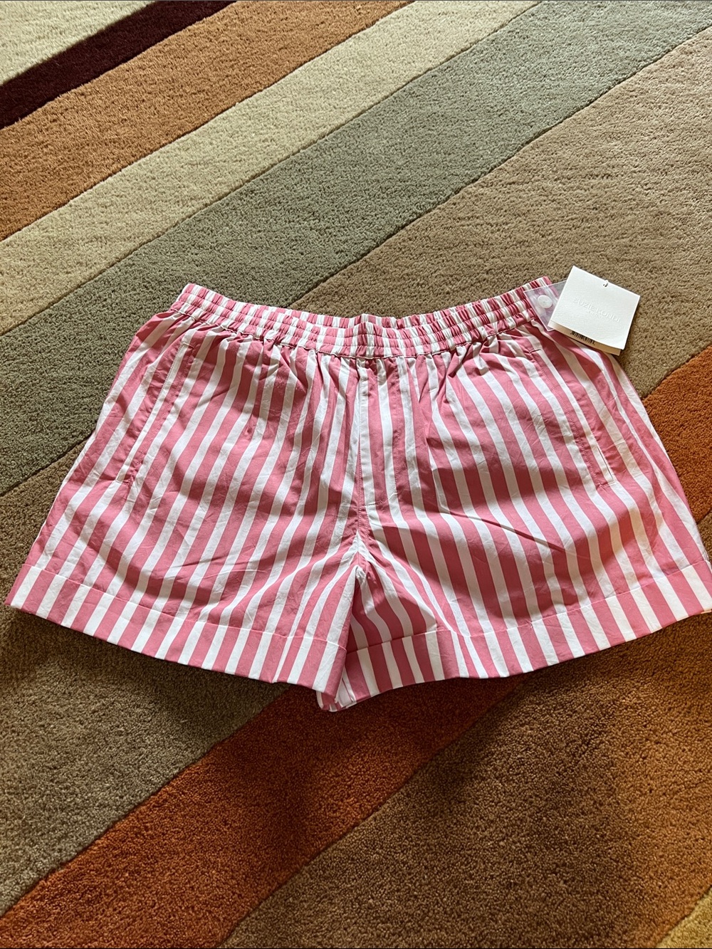 Suzi Kondi Banker Boxers Wide Striped Poplin Elastic Waist Shorts